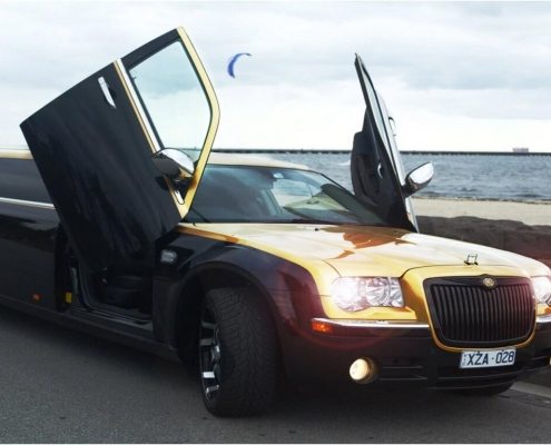 Gold Black Chrysler Limo